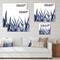 Designart - Navy Blue Agave Leaves - Traditional Canvas Wall Art Print